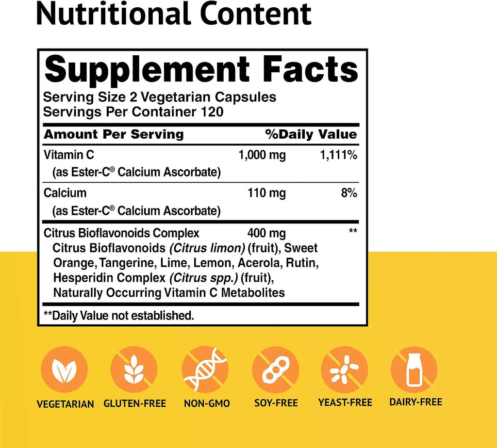 American Health Ester-C with Citrus Bioflavonoids – 500 mg, 240 Vegetarian Capsules