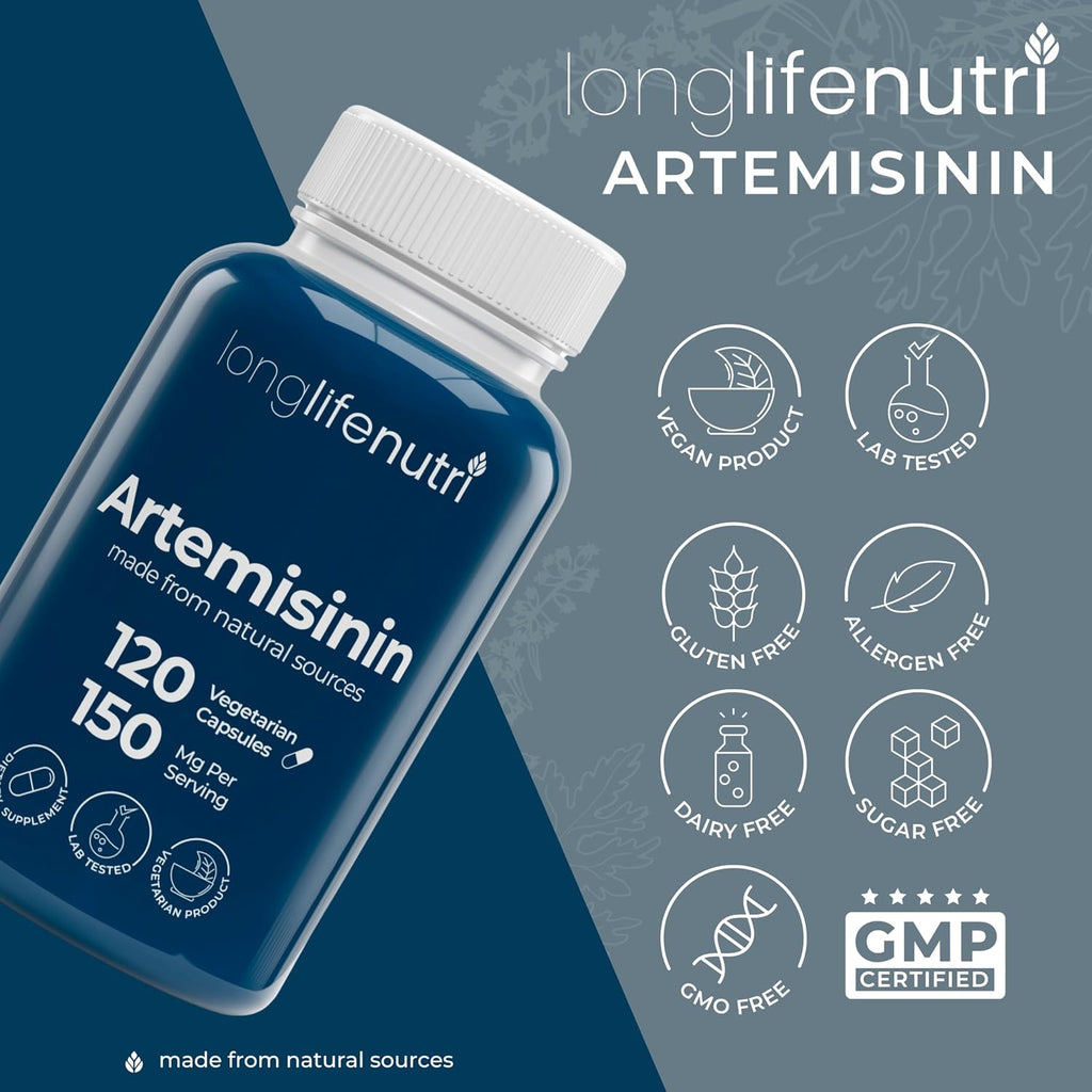 Artemisina 150mg - 120 Cápsulas Vegetales de Ajenjo Dulce Orgánico - LongLifeNutri