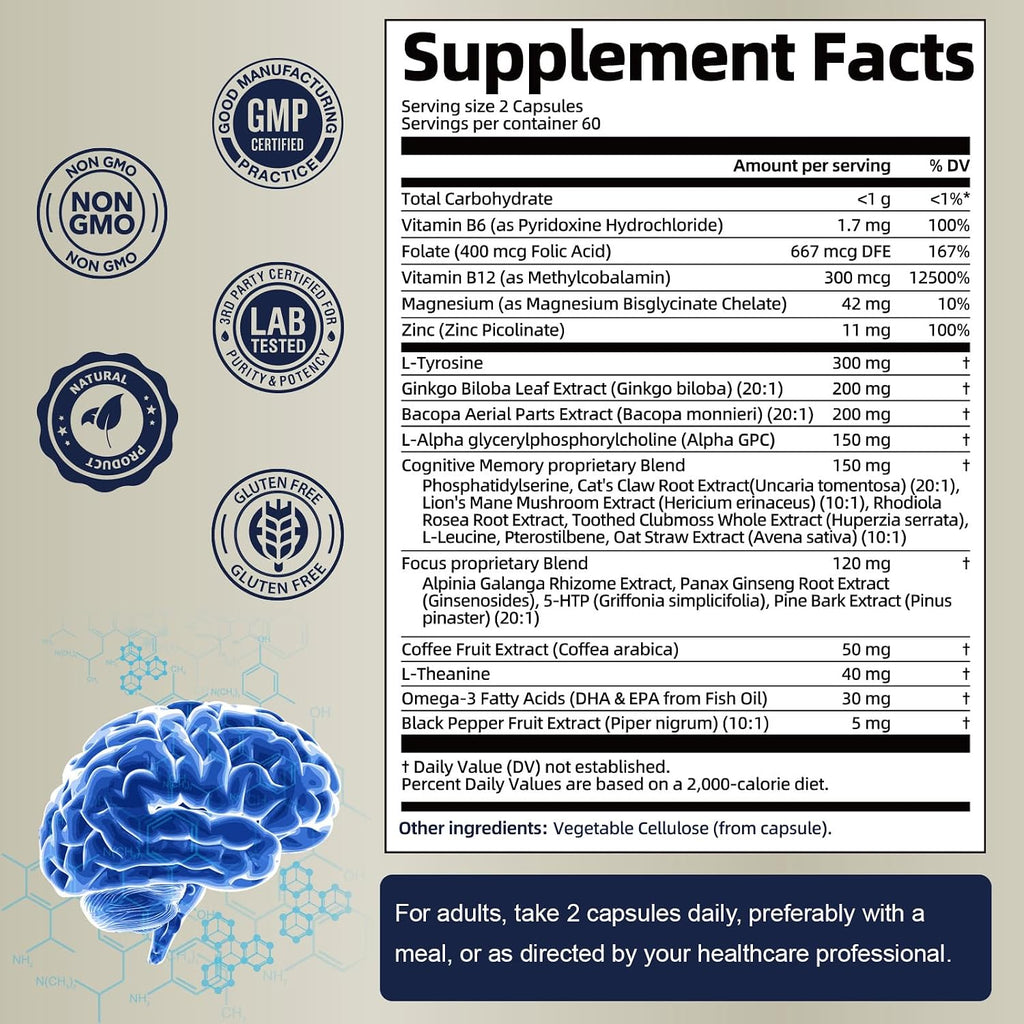 Totaria Suplemento Cerebral 25 en 1 - Memoria y Enfoque