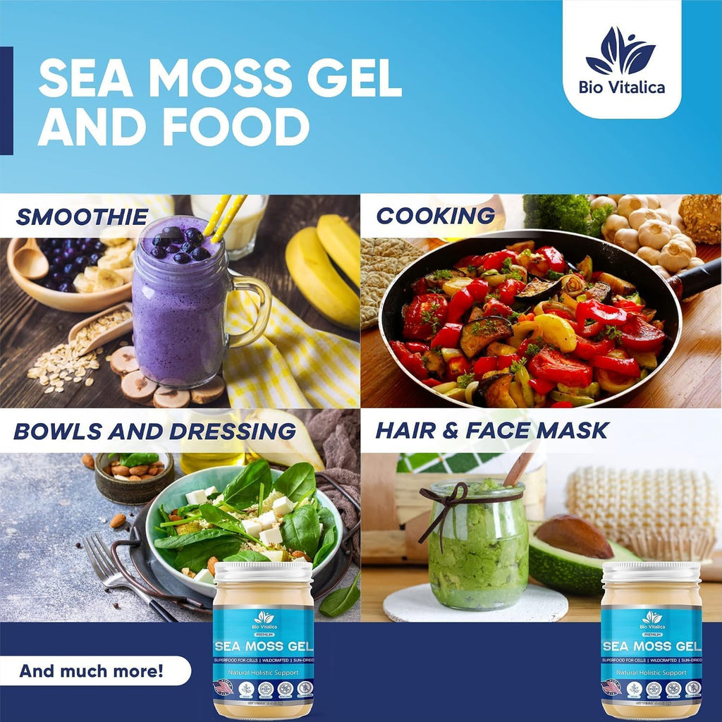 BioVitalica Gel de Musgo de Mar Irlandés Orgánico 340g - Seamoss Silvestre con Iodo, Bladderwrack y Bardana