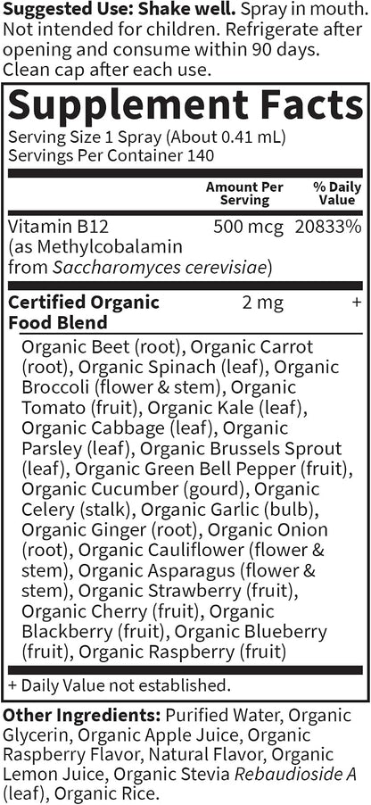 Garden of Life Organics Vitamina B12 - Spray – El funcionamiento normal del sistema inmunitario – Image 5
