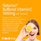 NATURION Vitamina C tamponada 1000 mg con Cúrcuma Orgánica - 180 cápsulas veganas