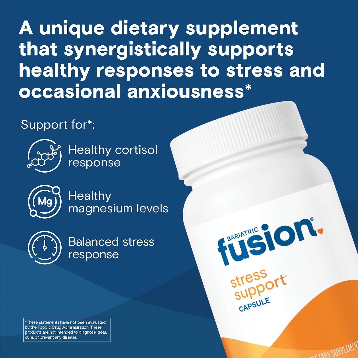 Bariatric Fusion Stress Support* | Suplemento Vegano con Magnesio y Ashwagandha | Complemento Diario para Mujeres y Hombres | Sin Gluten, Lácteos ni Soja | No-GMO | 60 Cápsulas