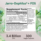 Jarrow Formulas Jarro-Dophilus + FOS - 3.4 Billion CFU Per Dose - Probiotic and Prebiotic Supplement - 300 Vegetarian Capsules