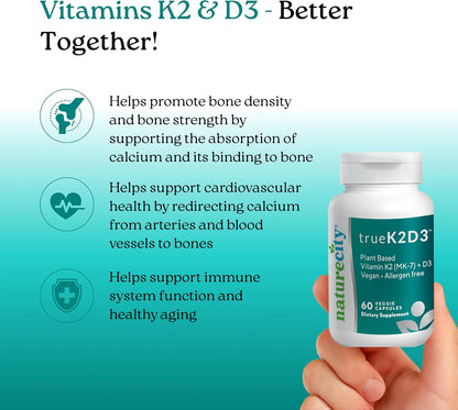 NatureCity TrueK2D3 - Vitamina K2 MK-7 (90 mcg) y D3 de Algas (2500 UI) - 60 Cápsulas Vegetales – Image 3