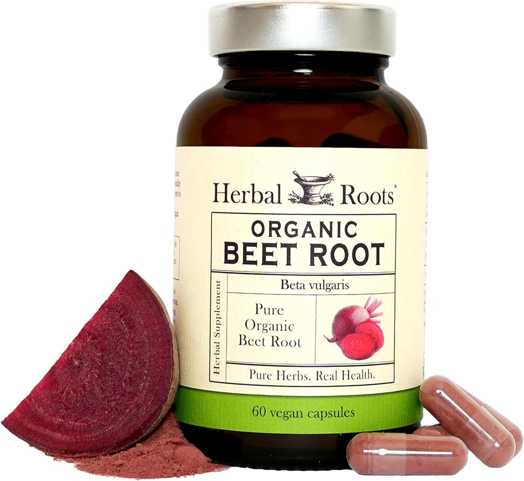 Herbal Roots Cápsulas de Remolacha Orgánica en Polvo (1.500 mg, 60 Cápsulas Veganas)