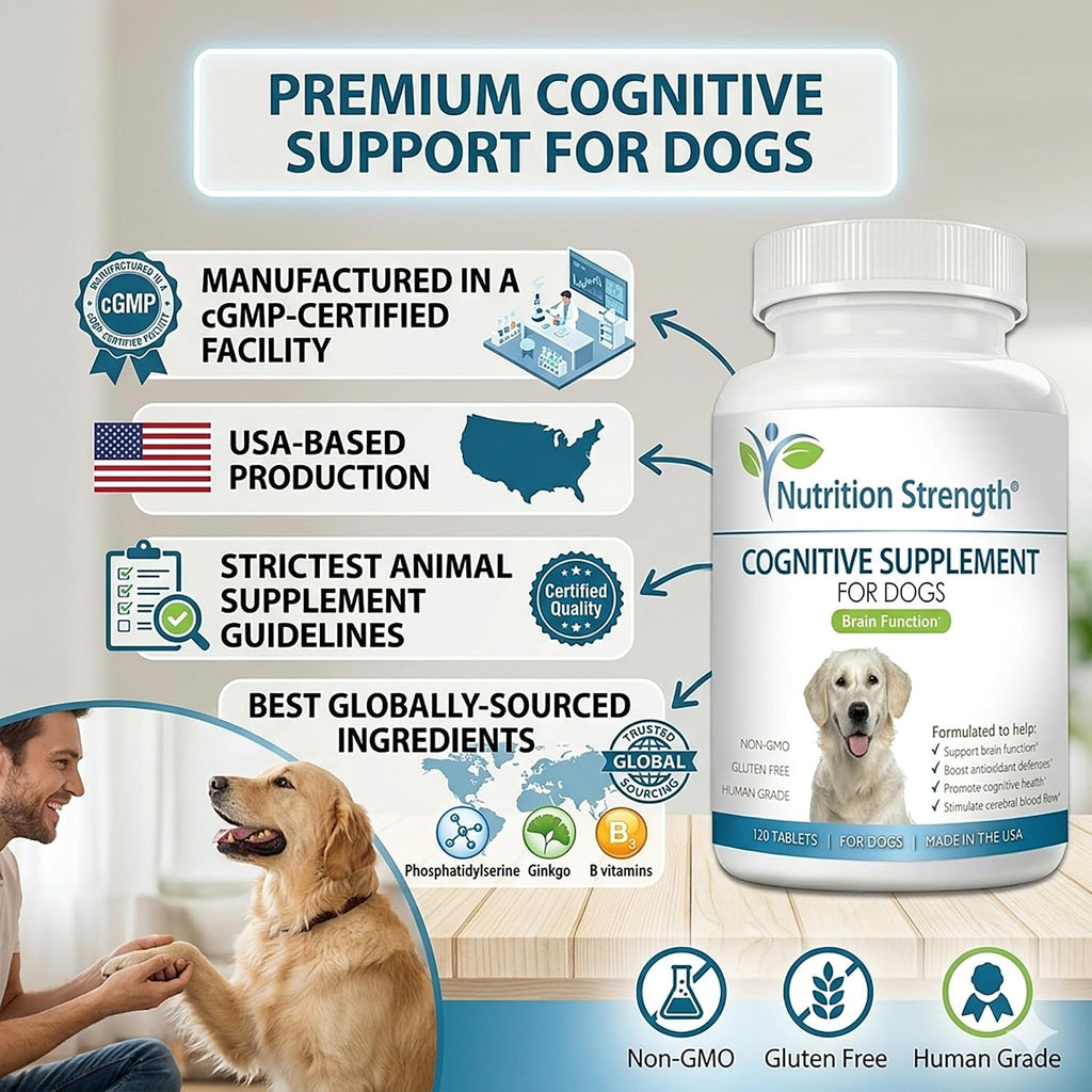 Nutrition Strength Apoyo Cognitivo para Perros – 120 Comprimidos Masticables para la Salud Cerebral y Mental