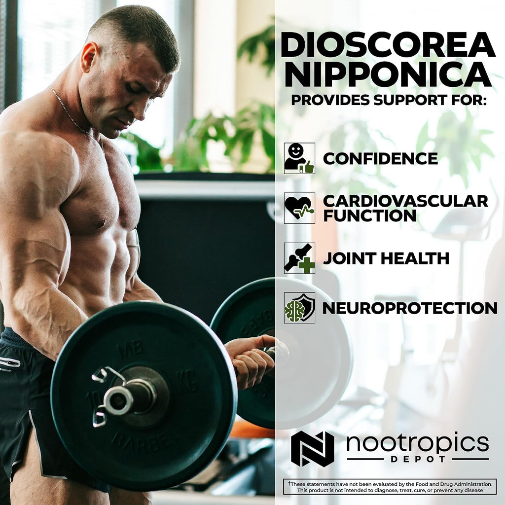 Nootropics Depot Cápsulas de Dioscorea nipponica | 400mg | 40% Protodioscina | Ñame Salvaje | 180 Unidades