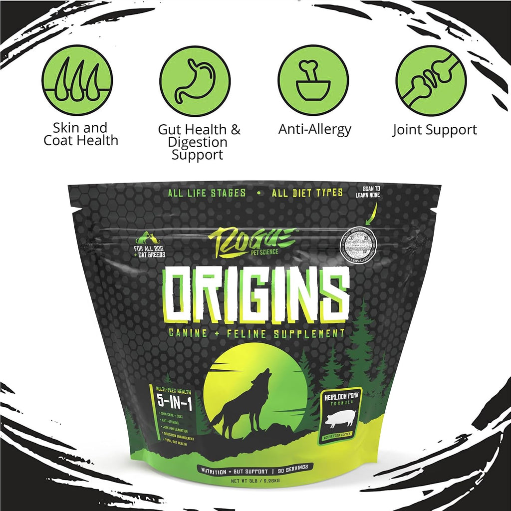 Orígenes 5-en-1 Suplemento para Perros - Topper en Polvo con Proteína de Cerdo - 2.27 kg