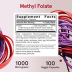 Jarrow Formulas Methyl Folate 1000 mcg - 100 Cápsulas Vegetales