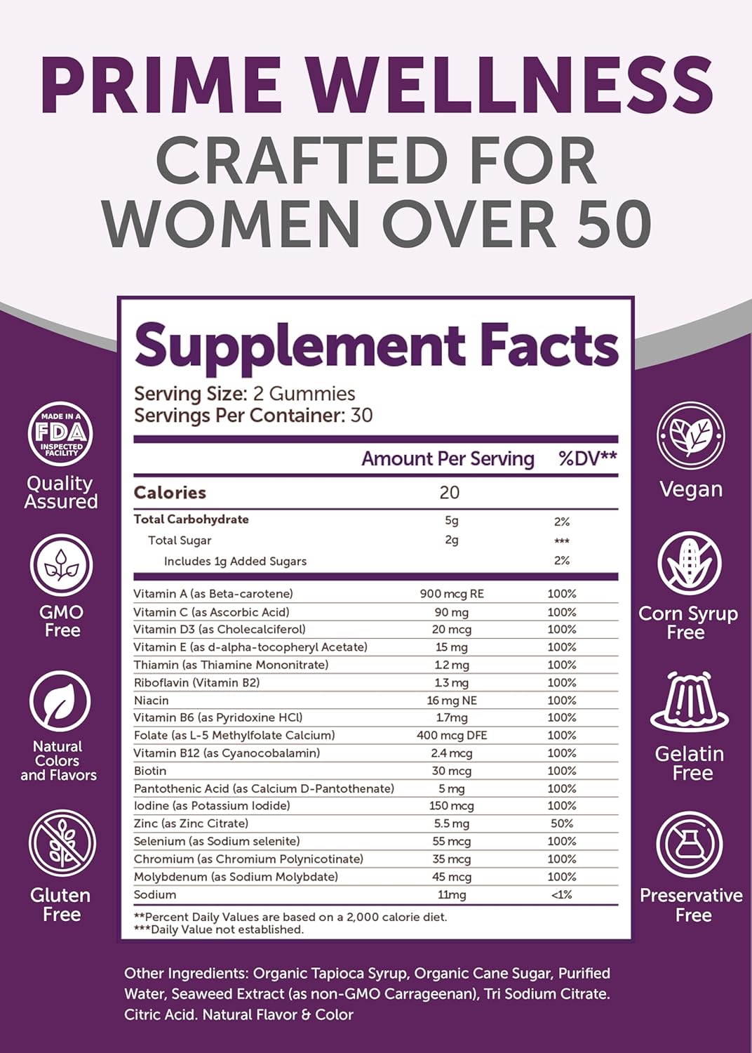 Lunakai Multivitamínico en Gominolas para Mujeres 50+ - 60 Gominolas