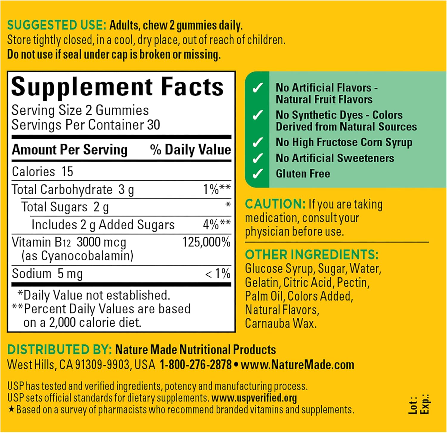 Nature Made Extra Strength Vitamin B12 Gummies 3000 mcg - 60 Gominolas