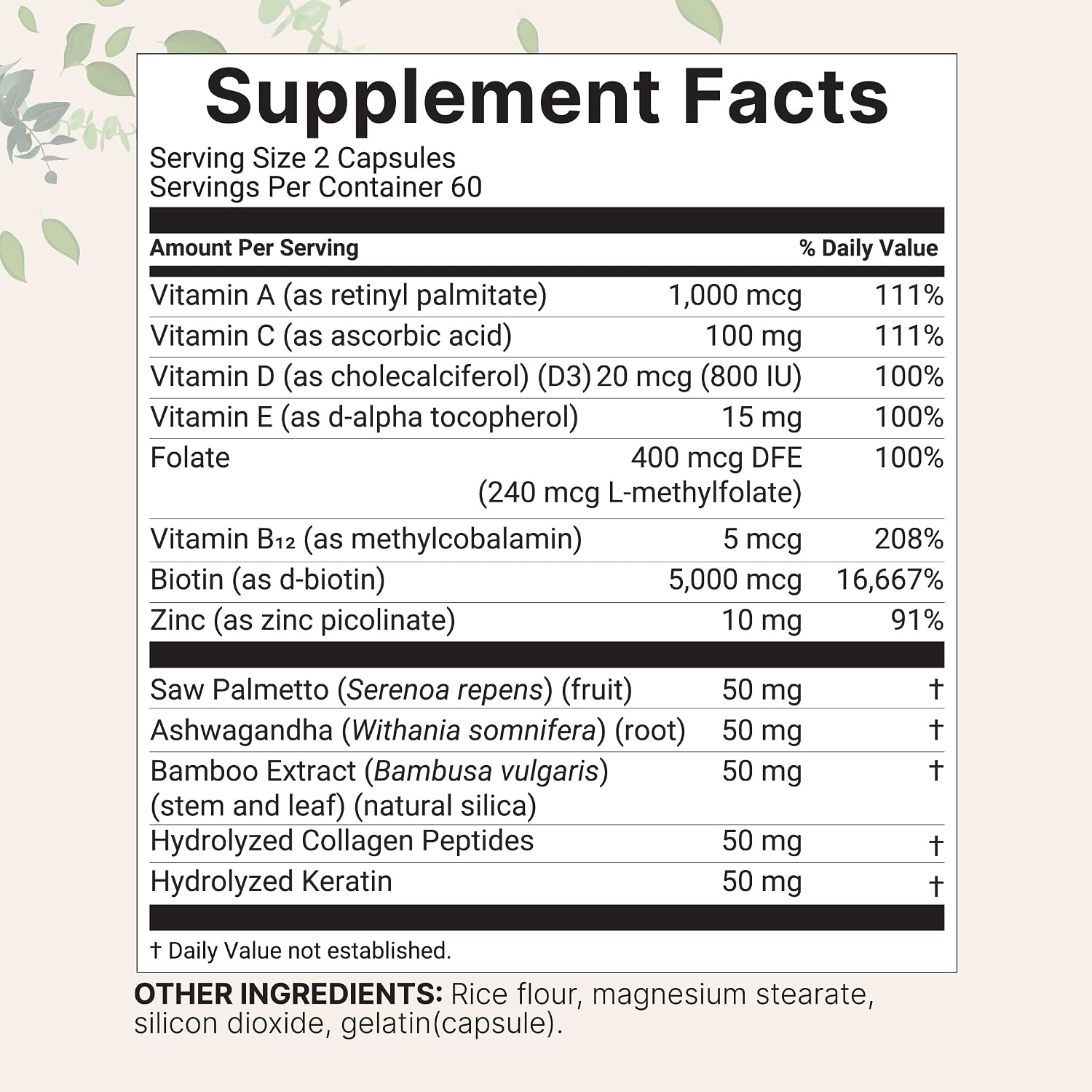 Micro Ingredients Complejo de Vitaminas para el Cabello, 120 Cápsulas