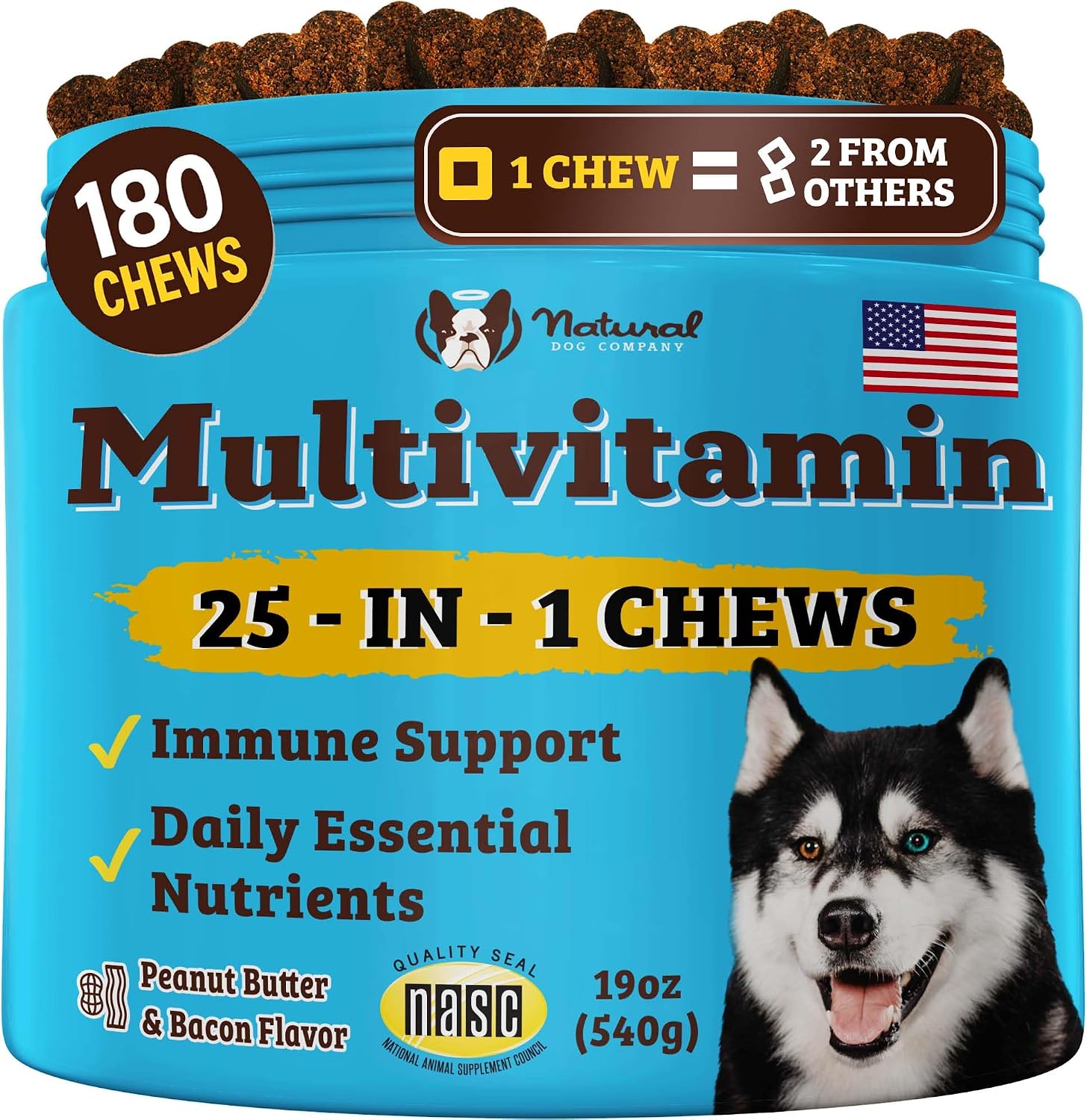 Natural Dog Company Vet Strength Multivitamínico para Perros 90 Chews