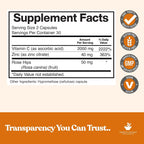 American Standard Supplements Vitamina C 2000mg, Zinc 40mg y Escaramujo 50mg - 60 Cápsulas