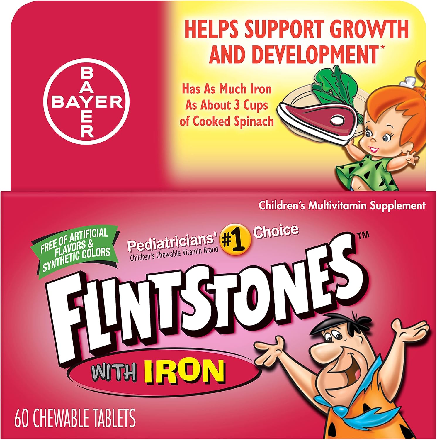 Flintstones Multivitamínico Masticable para Niños con Hierro, 60 Comprimidos