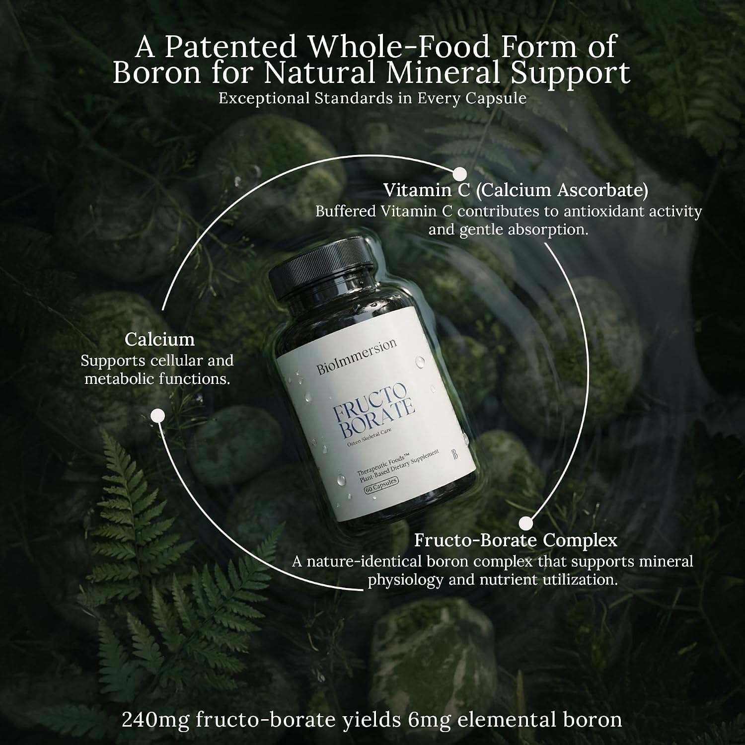 Suplemento de Boro Biodisponible, 6mg, 60 Cápsulas - Fructo Borato - BioImmersion