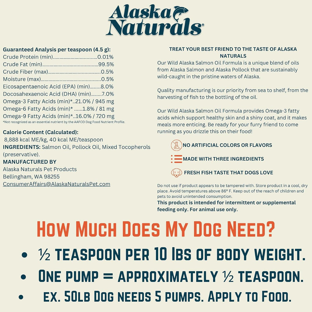Alaska Naturals Aceite de Salmón Salvaje de Alaska para Perros - Omega 3 EPA DHA - 237 ml