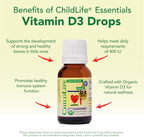 ChildLife Essentials Gotas Orgánicas de Vitamina D3 para Bebés y Niños, 400 IU, Sin Sabor