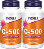 NOW Foods, Vitamin C-500 with Rose Hips, Antioxidant Protection*, 100 Tablets