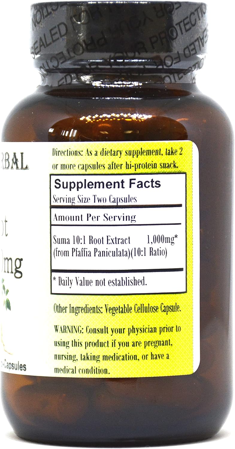 Barlowe's Herbal Elixirs Extracto de Raíz de Suma - Pfaffia Paniculata 10:1 - 500 mg por Cápsula - 60 Cápsulas Veganas