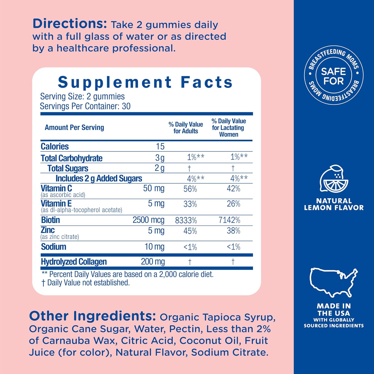 Mommy's Bliss Postnatal Support Gummies with Biotin & Collagen, 60 Gummies (30 Servings)