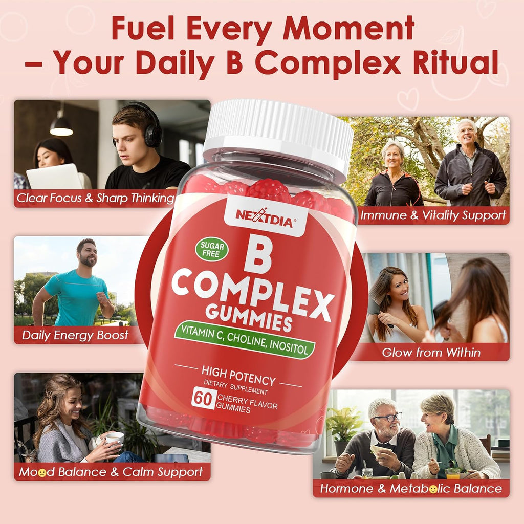 Complejo B Metilado en Gominolas 2 Pack - Vitamina B12 y Folato con B1, B2, B3, B5, Biotina, Vitamina C, Zinc, Colina e Inositol