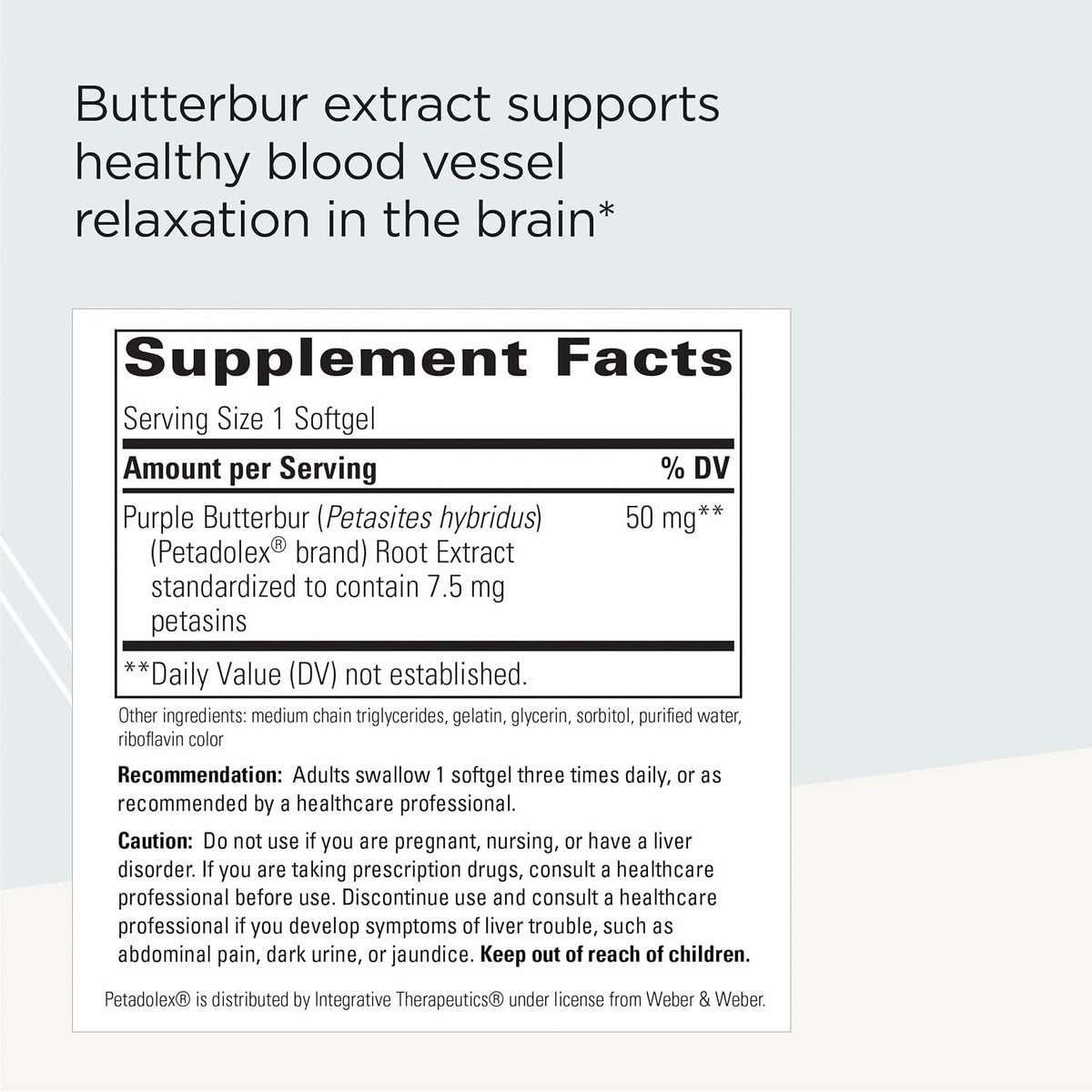 Integrative Therapeutics Petadolex - Suplemento para el Cerebro con Extracto de Petasita - 60 Cápsulas Blandas – Image 2