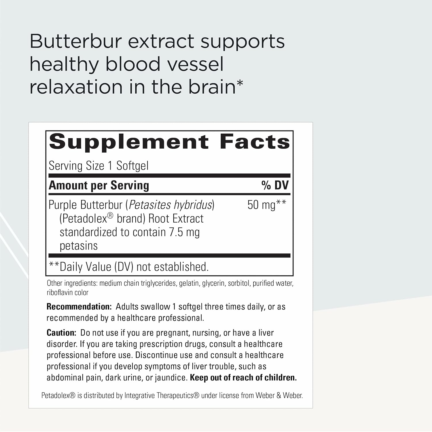 Integrative Therapeutics Petadolex - Suplemento para el Cerebro con Extracto de Petasita - 60 Cápsulas Blandas
