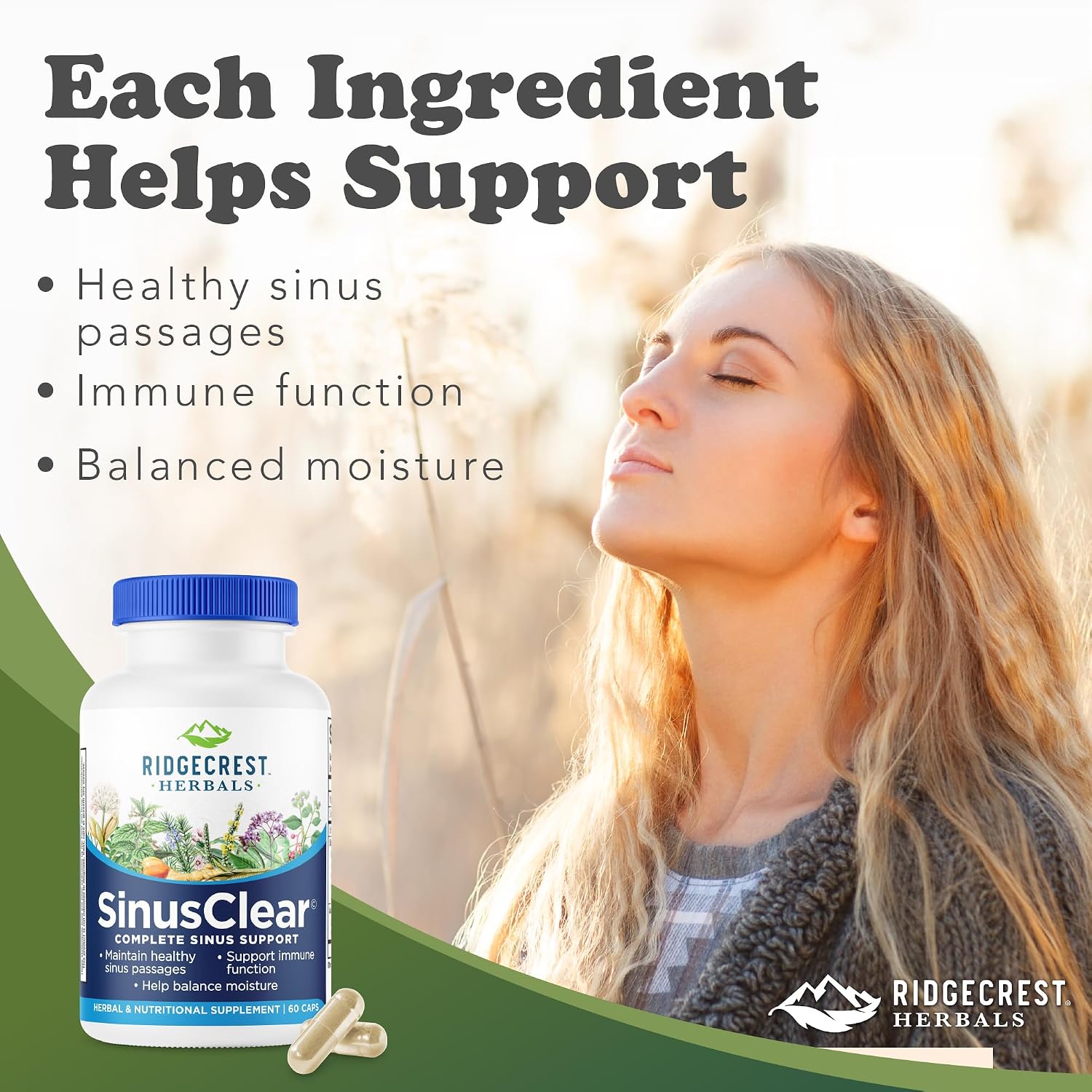 RidgeCrest Herbals SinusClear - Complete Sinus and Respiratory Health Formula