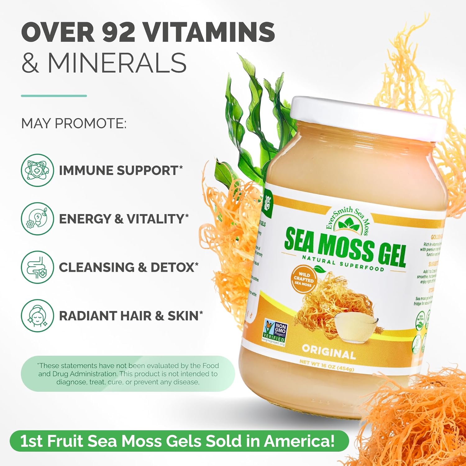 Gel de Musgo Marino Irlandés Salvaje - EverSmith Organics - Sin Sabor (1 Frasco)