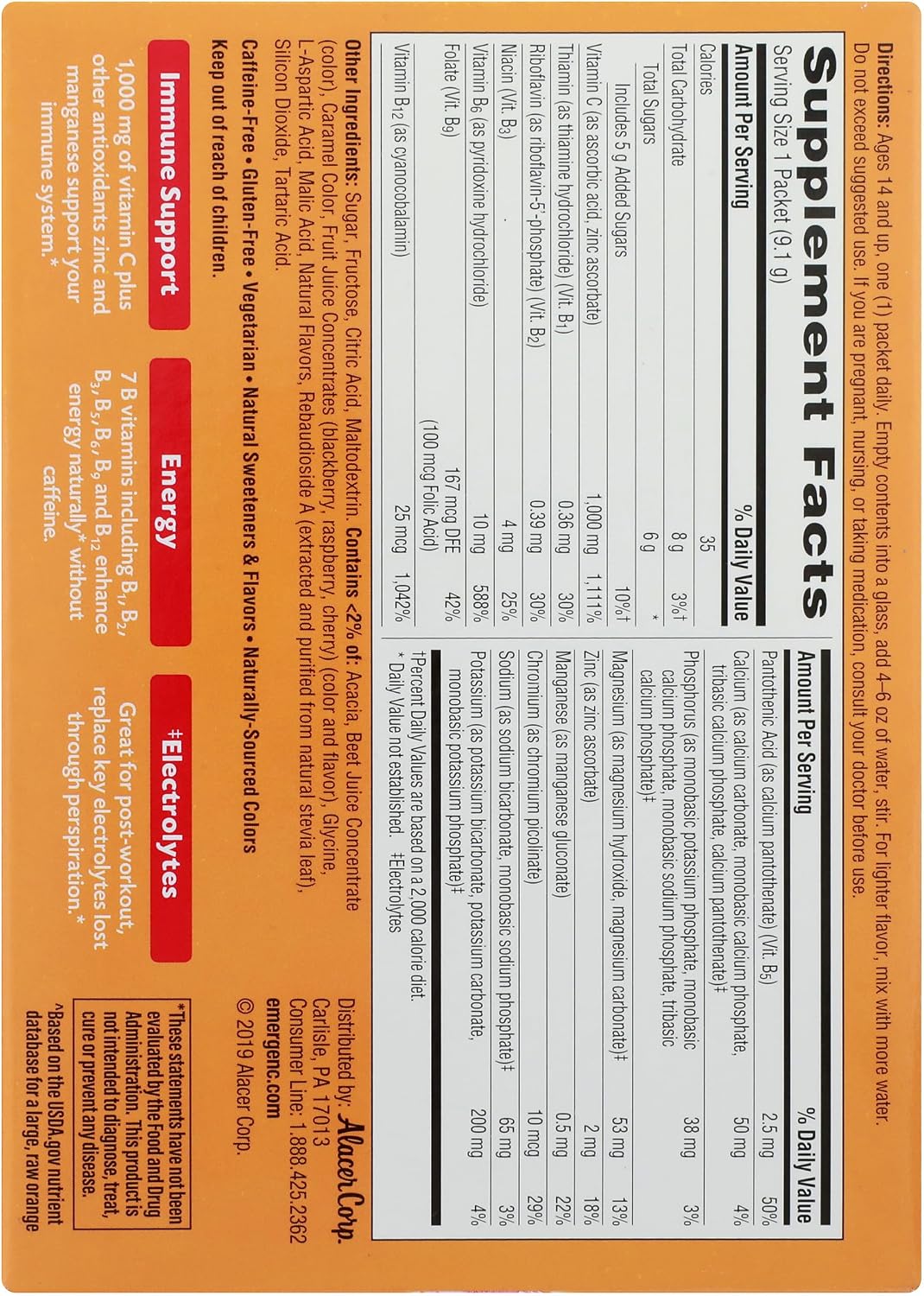 Alacer Emergen-C Raspberry - 30 efervescent sachets