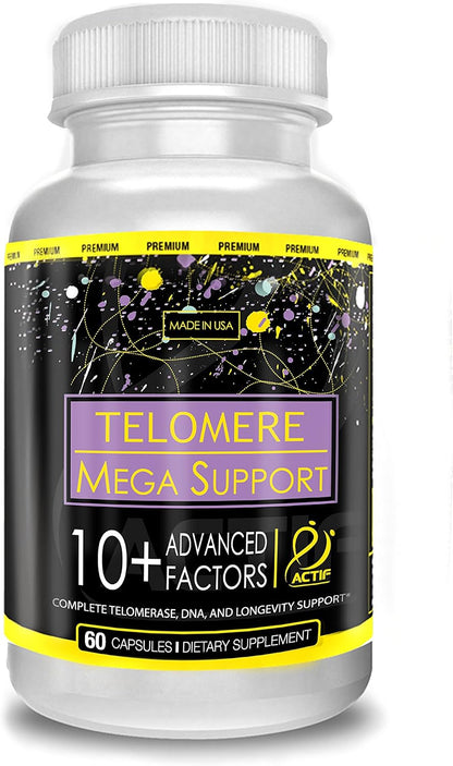 ACTIF Telomere Mega Support - 60 Cápsulas, Apoyo Telomérico con 10+ Factores