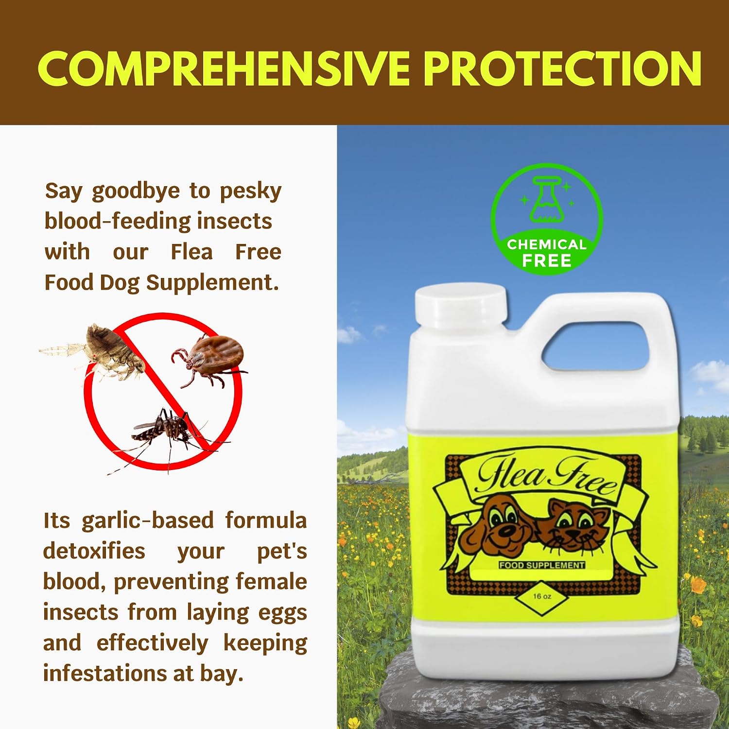 Goodscious Flea Free – Suplemento alimenticio natural contra pulgas y garrapatas para perros y gatos (454 g)