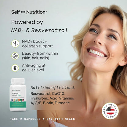 SELF NUTRITION NAD+ Resveratrol para Mujer – La biotina contribuye al mantenimiento normal de la piel y el – Image 2