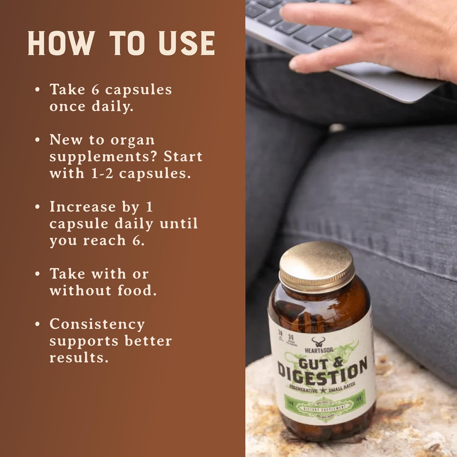 HEART & SOIL – Gut & Digestion – Suplemento Digestivo – 180 Cápsulas