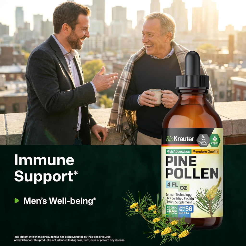 BIO KRAUTER® Polen de Pino para Hombres - Tintura Vegana Pura, 685 mg por ración, 118 ml (56 Días)