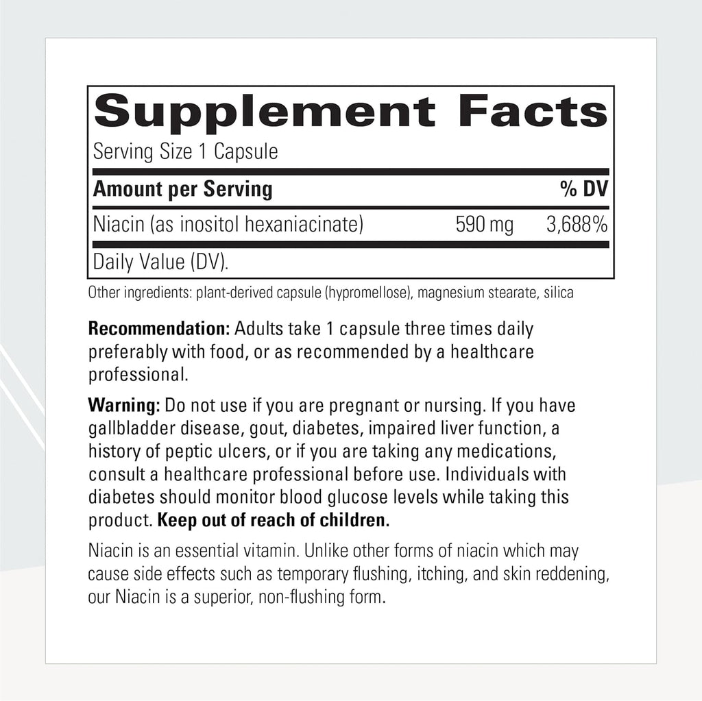 Integrative Therapeutics Flush-Free Niacin - 60 Cápsulas - Suplemento de Vitamina B3 Sin Sofocos