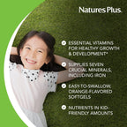 NaturesPlus Children’s Vita-Gels Multivitamínico infantil - 90 Cápsulas Blandas - Sabor Naranja Natural - Sin Gluten