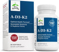 Terry Naturally A•D3•K2 - Suplemento con Vitaminas A, D3 y K2 para el Mantenimiento de la Visión, Huesos y Sistema Inmunitario (60 Cápsulas Blandas)