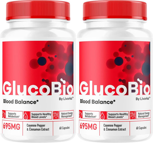 (2 Pack) GlucoBio Cápsulas - Fórmula Avanzada de Apoyo Natural para el Bienestar General, 120 Cápsulas
