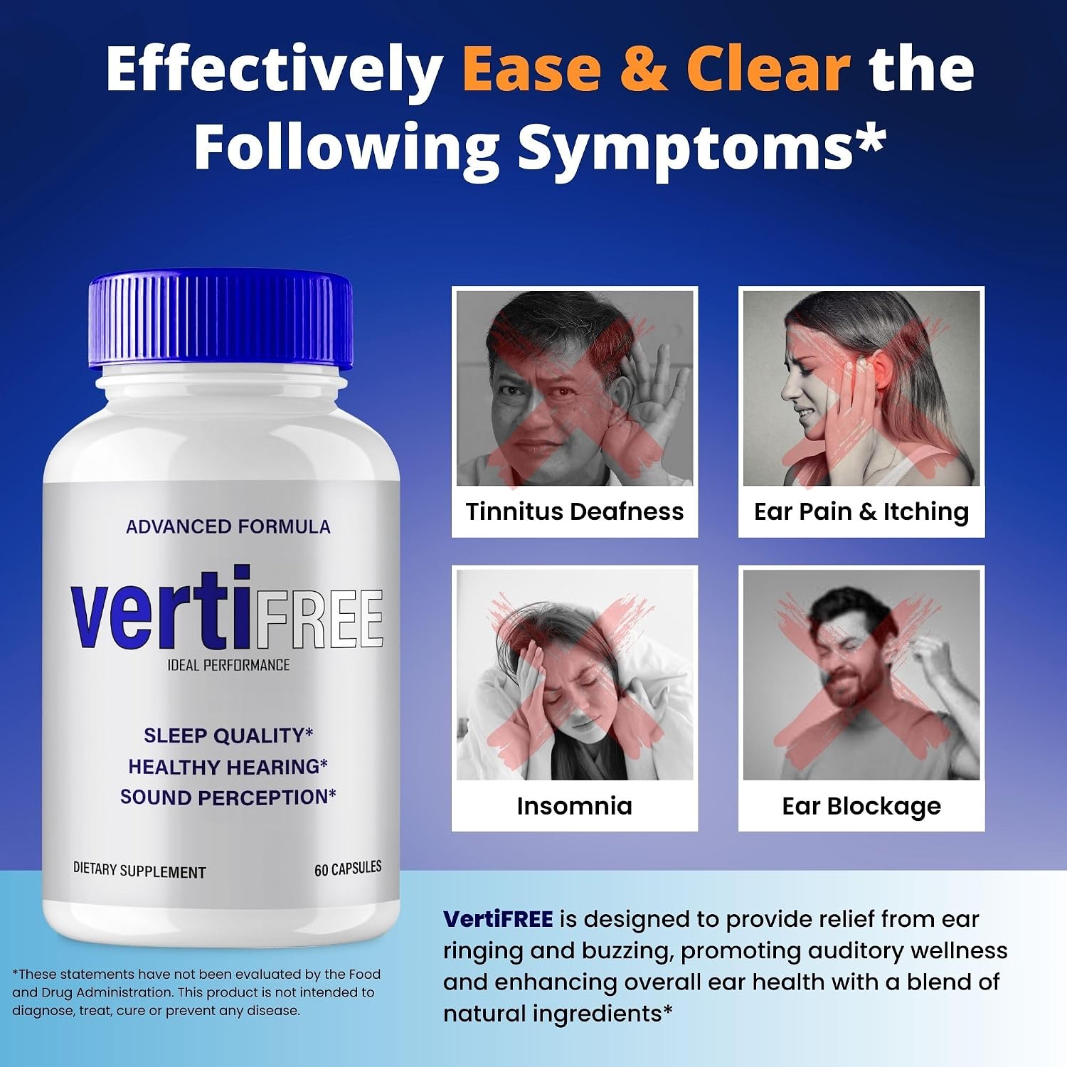 Vertifree Tinnitus Relief - Cápsulas para el Alivio del Acúfeno (3 Paquetes)