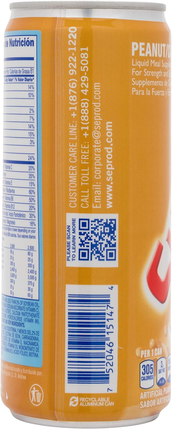 Supligen Batido Líquido de Proteínas y Vitaminas Sabor Cacahuete - Pack de 12 (9.87 oz cada uno)