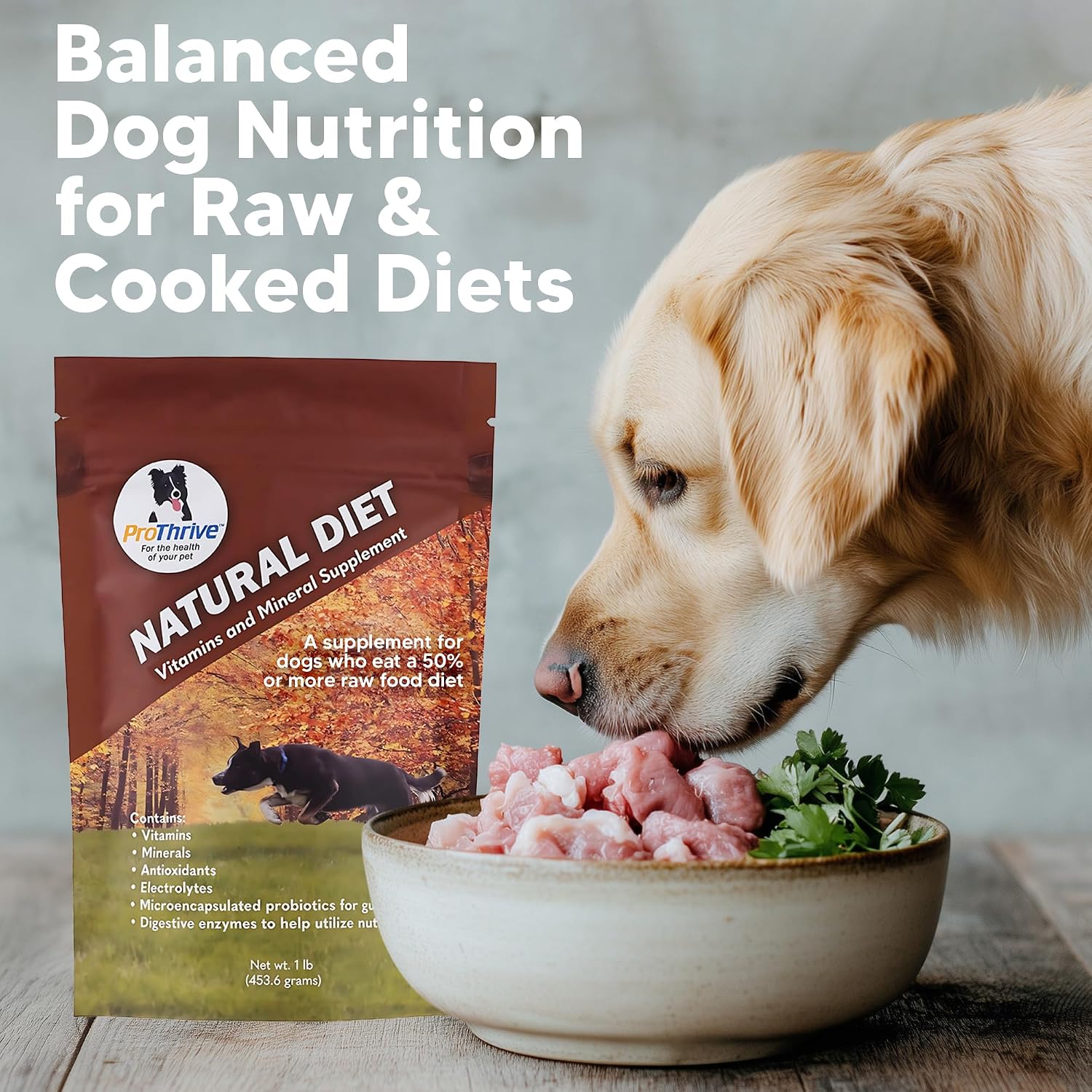 ProThrive Suplemento vitamínico para perros - Dieta natural, 454 g