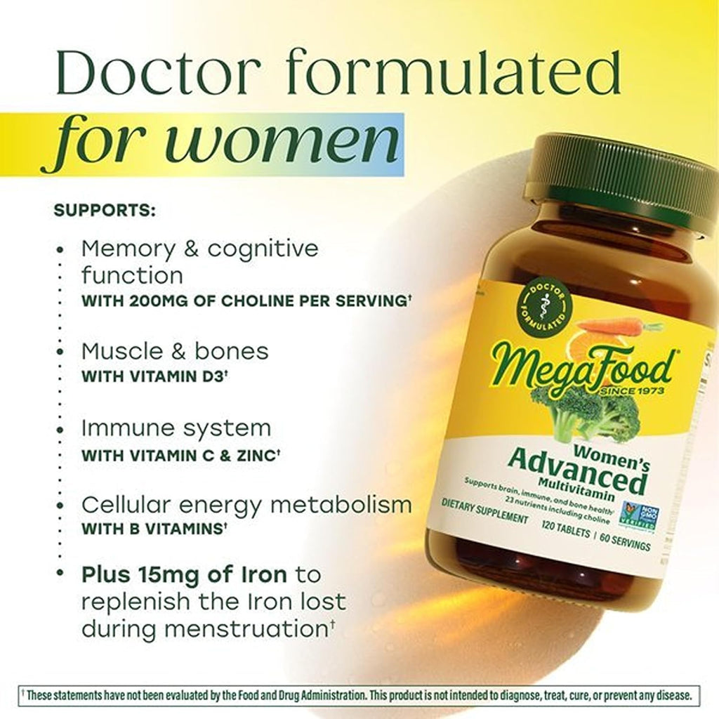 MegaFood Women's Advanced Multivitamin - Multivitamínico Avanzado para Mujeres con Hierro y Colina