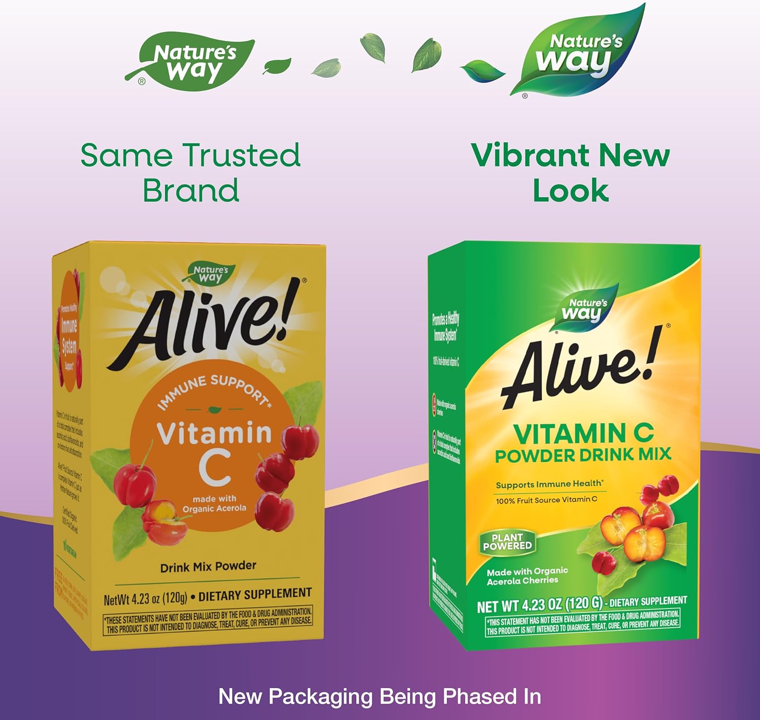Nature's Way Alive! Vitamina C en Polvo - 100% de Acerola Ecológica, Apoyo Inmunitario, 4.23 oz
