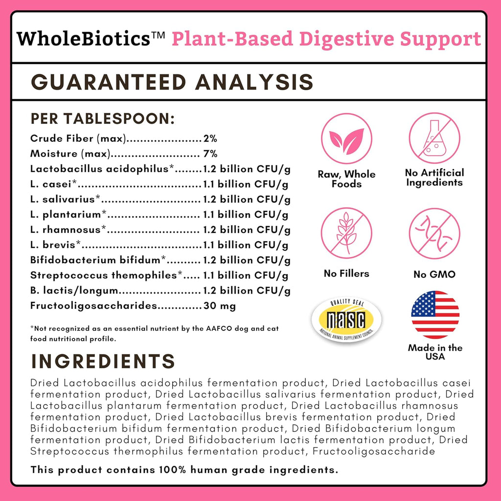 WholeBiotics Daily Probiotics for Dogs - Digestive & Immunity Support - 9 Strains - 28 Doses