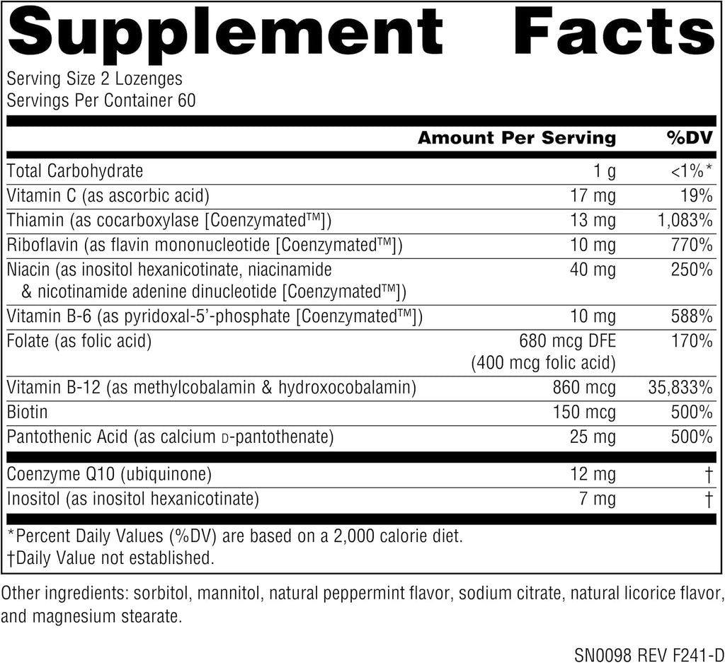 Source Naturals Coenzymate B Complex - 120 Comprimidos bucales con sabor a menta