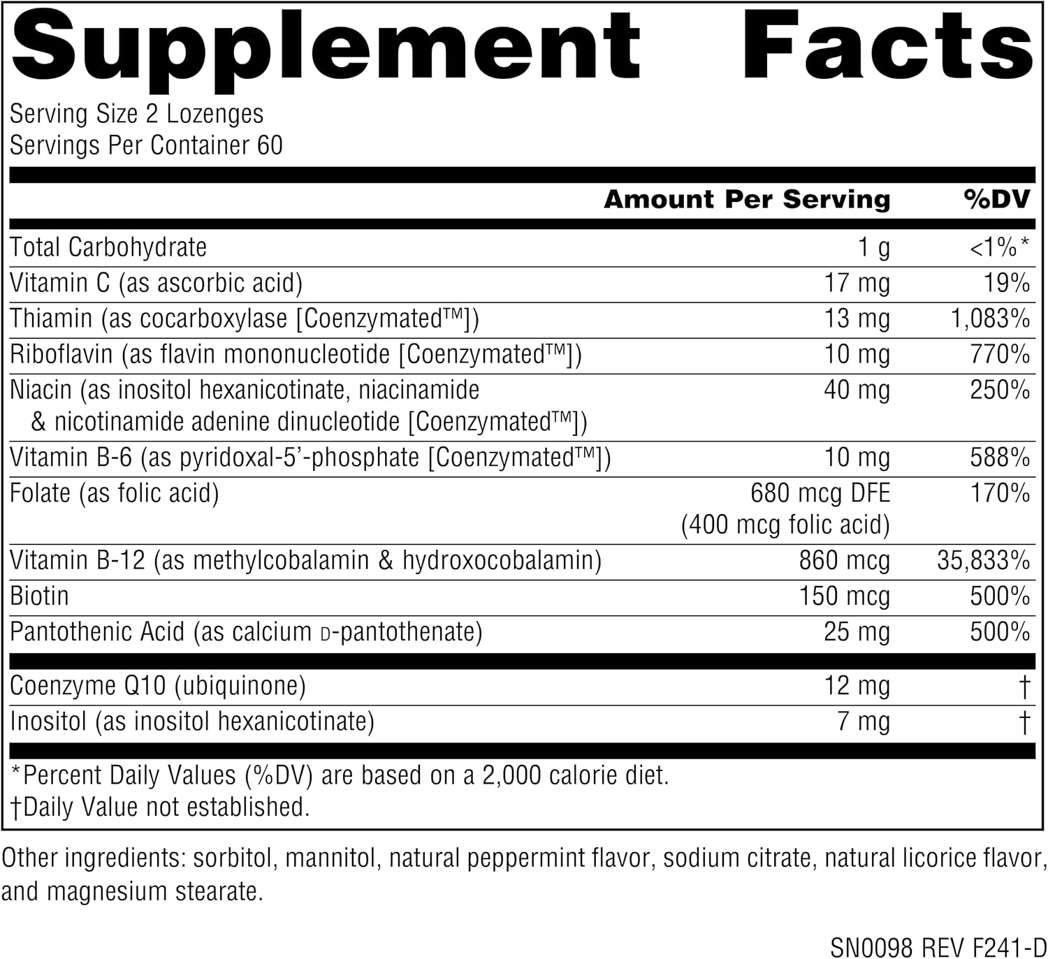 Source Naturals Coenzymate B Complex - 120 Comprimidos bucales con sabor a menta
