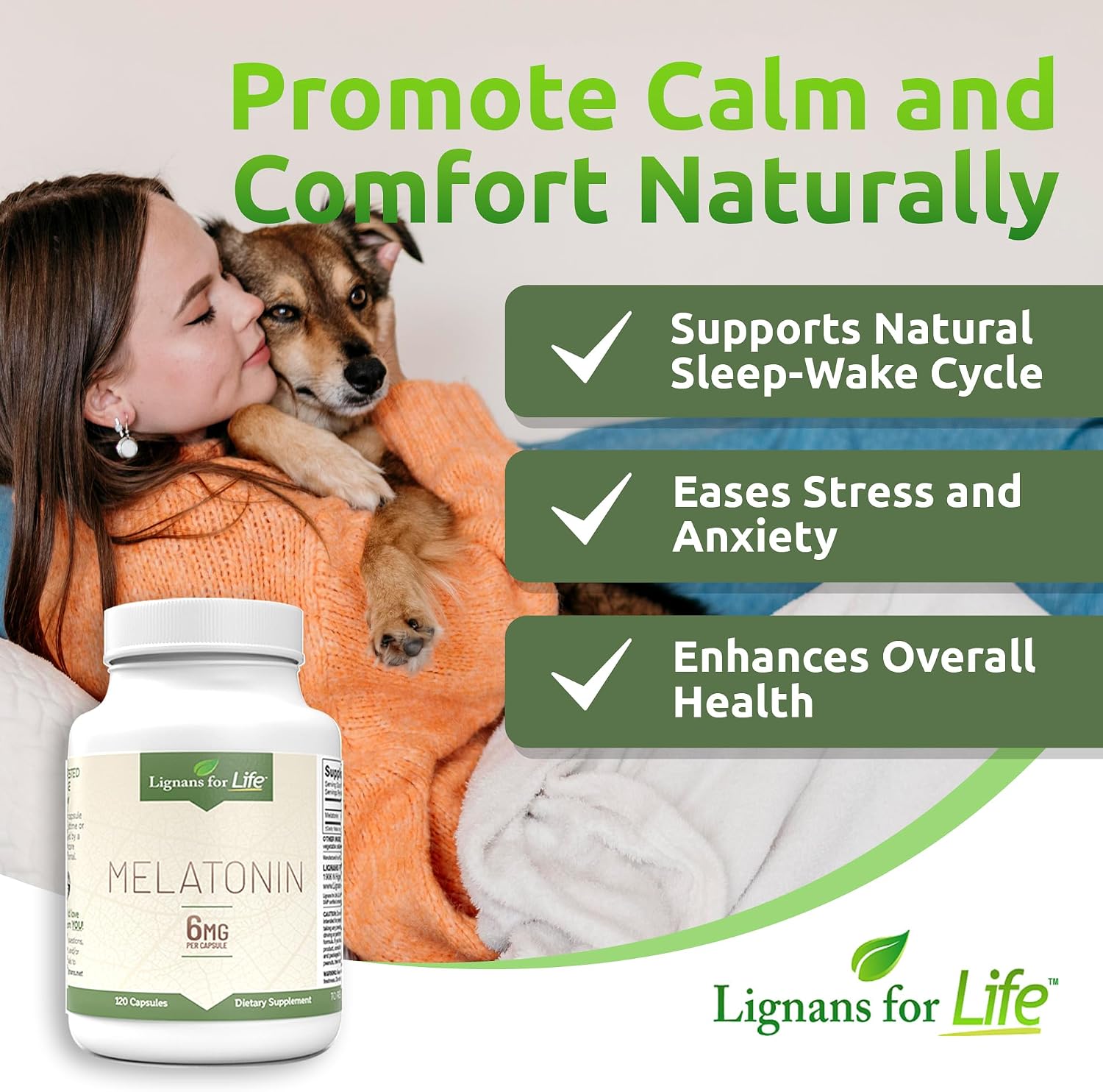 Melatonina para Perros y Personas, 6 mg - 120 Cápsulas